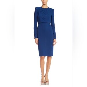 NWT Badgley Mischka Draped Long-Sleeve Bodycon Midi Dress
